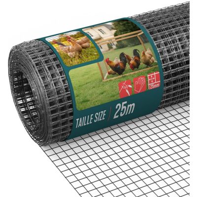 Vounot® Malla De Alambre Soldada Revestimiento Pvc Rollo De Malla Metálica 0.5x25m Agujero 25x25mm Ø1mm Gris Vounot® Malla De Alambre Soldada Revestimiento Pvc Rollo De Malla Metálica 0.5x25m Agujero 25x25mm Ø1mm Gris