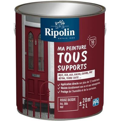 Pintura Multi-soporte - Rojo Vasco - Ral 3004 - Mate - Ripolin - 2l Pintura Multi-soporte - Rojo Vasco - Ral 3004 - Mate - Ripolin - 2l