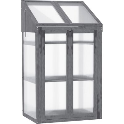 JHY DESIGN Invernadero De Madera, 3 Estantes, Ventana, Puerta Doble, 70x50x120 Cm JHY DESIGN Invernadero De Madera, 3 Estantes, Ventana, Puerta Doble, 70x50x120 Cm