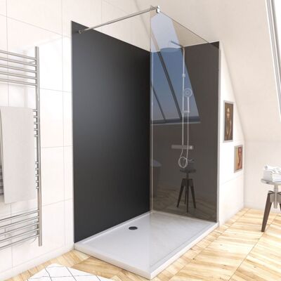 AURLANE Pack 2 Paneles Murales Negros 90+120x210cm Con Perfiles Cromados AURLANE Pack 2 Paneles Murales Negros 90+120x210cm Con Perfiles Cromados