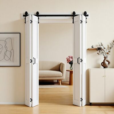 Vevor Puerta Corredera Plegable, Estilo Granero, Fabricada En Mdf, Con Kit De Montaje, Diseño De Marco En H Compacto Y Paneles Premontados, Para Dormitorio Y Salón, Blanco, 1524 X 2134 X 35 Mm Vevor Puerta Corredera Plegable, Estilo Granero, Fabricada En Mdf, Con Kit De Montaje, Diseño De Marco En H Compacto Y Paneles Premontados, Para Dormitorio Y Salón, Blanco, 1524 X 2134 X 35 Mm
