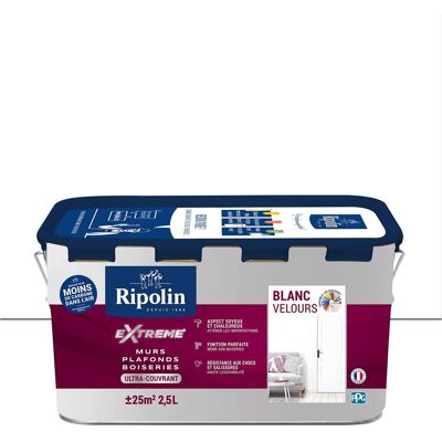 Pintura de terciopelo RIPOLIN - Ultra cubriente - Blanco - 2,5L Pintura de terciopelo RIPOLIN - Ultra cubriente - Blanco - 2,5L