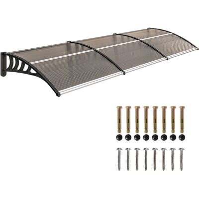 JHY DESIGN Toldo Impermeable Para Puerta/ventana Principal, Marrón, Varillas De Conexión De Aluminio/policarbonato, 303x96x27cm, Negro JHY DESIGN Toldo Impermeable Para Puerta/ventana Principal, Marrón, Varillas De Conexión De Aluminio/policarbonato, 303x96x27cm, Negro