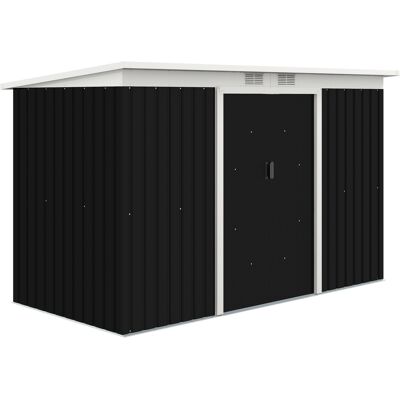 JHY DESIGN Caseta De Jardín Con Puerta Corredera, Ventana De Ventilación, Techo A Una Sola Pendiente, Para Uso Exterior, De Acero, Gris Oscuro, 280 X 130 X 172 Cm. JHY DESIGN Caseta De Jardín Con Puerta Corredera, Ventana De Ventilación, Techo A Una Sola Pendiente, Para Uso Exterior, De Acero, Gris Oscuro, 280 X 130 X 172 Cm.