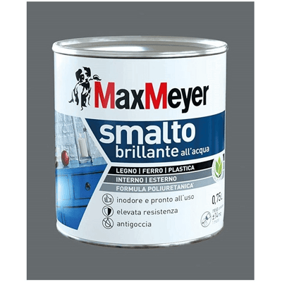 MAX MEYER Esmalte Al Agua Brillante Color Gris Humo 0,75lt MAX MEYER Esmalte Al Agua Brillante Color Gris Humo 0,75lt