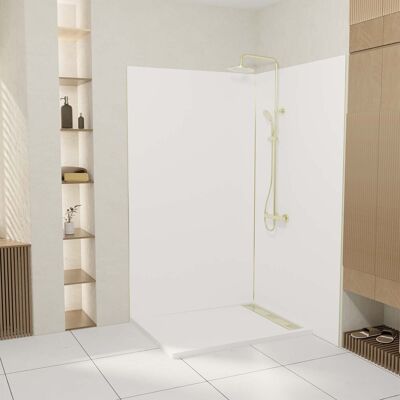 AURLANE 2 Paneles Murales Aluminio Blanco 120x210 Cm + Perfiles Oro Cepillado AURLANE 2 Paneles Murales Aluminio Blanco 120x210 Cm + Perfiles Oro Cepillado