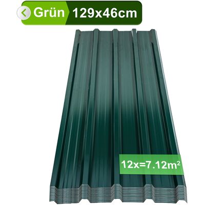 Wolketon Paneles De Techo 12 Uds 129x46 Cm, Acero Galvanizado Verde, 7 M², Chapa Perfilada Para Techo Y Pared Wolketon Paneles De Techo 12 Uds 129x46 Cm, Acero Galvanizado Verde, 7 M², Chapa Perfilada Para Techo Y Pared