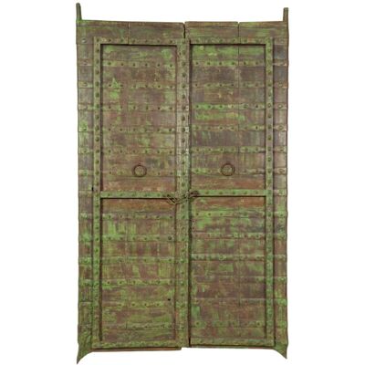 Biscottini - Puerta Antigua Corredera De Madera Maciza Y Hierro Puerta Antigua Clavada Interior Y Exterior Estilo Rústico Medieval Doble Hoja Biscottini - Puerta Antigua Corredera De Madera Maciza Y Hierro Puerta Antigua Clavada Interior Y Exterior Estilo Rústico Medieval Doble Hoja