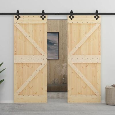 Vidaxl - Puerta Corredera Con Herrajes Madera Maciza De Pino 90x210 Cm Vidaxl - Puerta Corredera Con Herrajes Madera Maciza De Pino 90x210 Cm