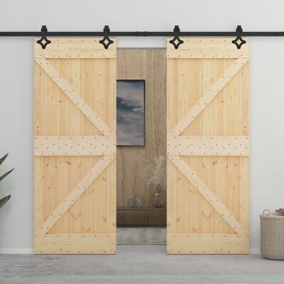 Puerta Corredera Con Herrajes Madera Maciza De Pino 100x210 Cm Vidaxl Puerta Corredera Con Herrajes Madera Maciza De Pino 100x210 Cm Vidaxl