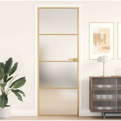 Puerta De Interior Dorada Vidrio Templado Y Aluminio 76x201,5cm Vidaxl Puerta De Interior Dorada Vidrio Templado Y Aluminio 76x201,5cm Vidaxl