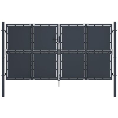 Puerta De Jardín De Acero Gris Antracita 300x125 Cm Vidaxl Puerta De Jardín De Acero Gris Antracita 300x125 Cm Vidaxl