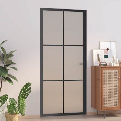vidaXL Puerta Interior - 93x201,5cm - Negra y Transparente - Moderna vidaXL Puerta Interior - 93x201,5cm - Negra y Transparente - Moderna