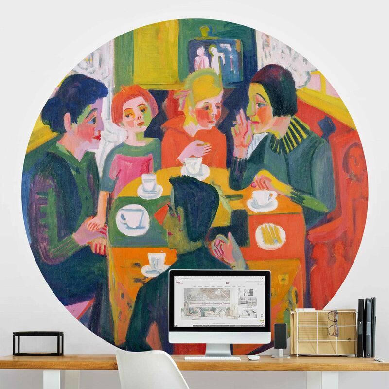 MICASIA Papel pintado redondo autoadhesivo - Ernst Ludwig Kirchner - Coffee Table ø 244cm