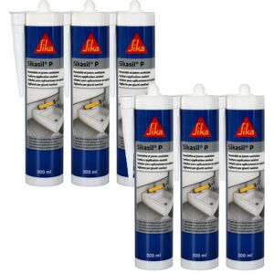Sika Sikasil-P Marine - Sellador de silicona transparente - 6x300ml Sika Sikasil-P Marine - Sellador de silicona transparente - 6x300ml