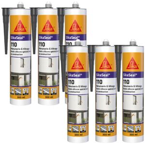 Sika - Paquete De 6 Seal 110 Sellantes De Silicona Para Ventanas Y Acristalamientos - Antracita - 300ml Sika - Paquete De 6 Seal 110 Sellantes De Silicona Para Ventanas Y Acristalamientos - Antracita - 300ml