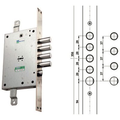 Cerradura Para Puerta Blindada Izquierda De Triple Distancia Entre Ejes 37 Mm – 52.771/37sx – Mottura Cerradura Para Puerta Blindada Izquierda De Triple Distancia Entre Ejes 37 Mm – 52.771/37sx – Mottura