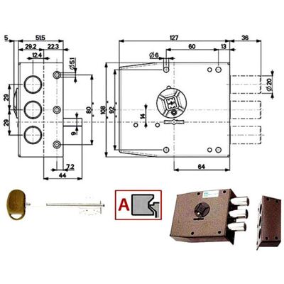 MOTTURA Cerradura de Seguridad de Doble Mapa - Cerradura MOTTURA Cerradura de Seguridad de Doble Mapa - Cerradura
