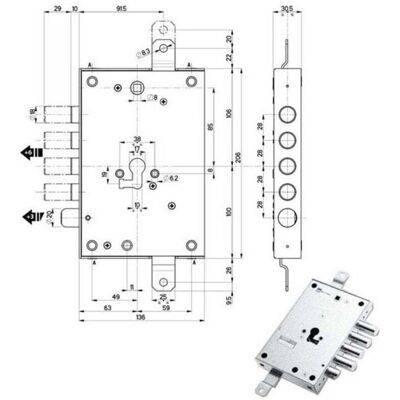 Cerradura Sic.triple Izquierda 89857 Mottura Cerradura Sic.triple Izquierda 89857 Mottura