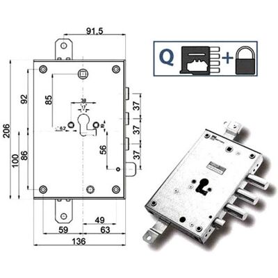 MOTTURA - Cerradura de Seguridad Tríplice Sx - Cerradura de Seguridad MOTTURA - Cerradura de Seguridad Tríplice Sx - Cerradura de Seguridad