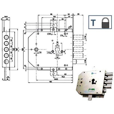 Mottura Modelo 85.555d Cerradura de Cilindro Europeo - Seguridad Tripla - Derecha Mottura Modelo 85.555d Cerradura de Cilindro Europeo - Seguridad Tripla - Derecha