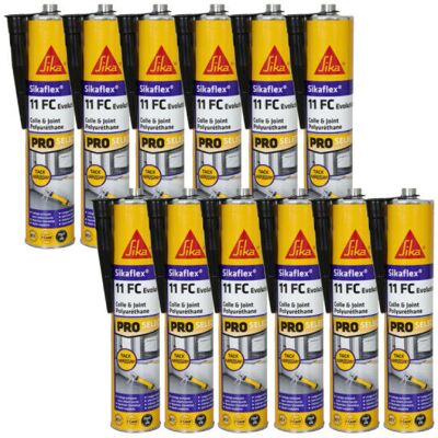 Sika - Juego De 12 Adhesivos Flex 11 Fc+ Evolution - Negro - 300ml Sika - Juego De 12 Adhesivos Flex 11 Fc+ Evolution - Negro - 300ml
