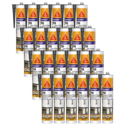 Sika - Juego De 24 Selladores De Silicona Seal 110 Para Ventanas Y Acristalamientos - Antracita - 300ml Sika - Juego De 24 Selladores De Silicona Seal 110 Para Ventanas Y Acristalamientos - Antracita - 300ml