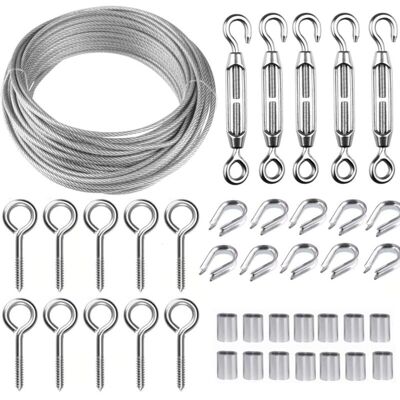 UGREAT Kit De Cuerda Para Colgar De Acero Inoxidable De 30 M, Kit De Cuerda De Alambre, Cuerda De Acero Inoxidable Recubierta De 2 Mm, Con Tensor De Cable M5 Y Ganchos Para Ojos, Para Plantas Trepadoras, Bar UGREAT Kit De Cuerda Para Colgar De Acero Inoxidable De 30 M, Kit De Cuerda De Alambre, Cuerda De Acero Inoxidable Recubierta De 2 Mm, Con Tensor De Cable M5 Y Ganchos Para Ojos, Para Plantas Trepadoras, Bar