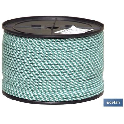Carrete Cuerda Tr. Helico. 12mm 100 Mts Bco/vde , Cuerda Trenzada Helicoidal 100% Polipropileno Color Verde/blanco, Realizada Con Alma Trenzada En 8 Cabos Y 24 Cabos En Grane - Cofan Carrete Cuerda Tr. Helico. 12mm 100 Mts Bco/vde , Cuerda Trenzada Helicoidal 100% Polipropileno Color Verde/blanco, Realizada Con Alma Trenzada En 8 Cabos Y 24 Cabos En Grane - Cofan