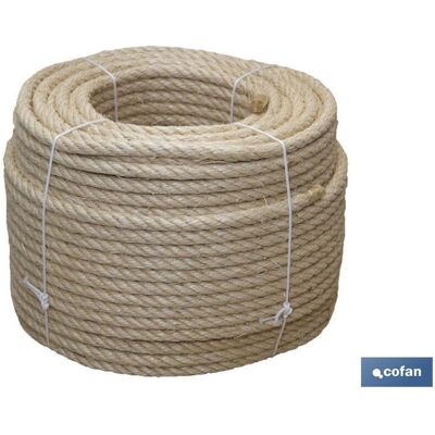 Cuerda Sisal 4 Cabos 20 Mm 100 Mts Natural , Cuerda De Sisal Torcida A 4 Cabos Sin Alma En Fibra Natural, Muy Flexible Obtenida De La Pita. Indicada Para Decoración, Deportes - Cofan Cuerda Sisal 4 Cabos 20 Mm 100 Mts Natural , Cuerda De Sisal Torcida A 4 Cabos Sin Alma En Fibra Natural, Muy Flexible Obtenida De La Pita. Indicada Para Decoración, Deportes - Cofan