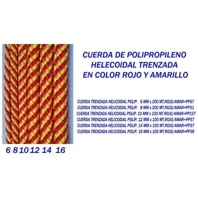 Fplus - Cuerda Trenzada Helicoidal Polip. 16 Mm X 100 Mt.rojo-amar Pp38 Fplus - Cuerda Trenzada Helicoidal Polip. 16 Mm X 100 Mt.rojo-amar Pp38