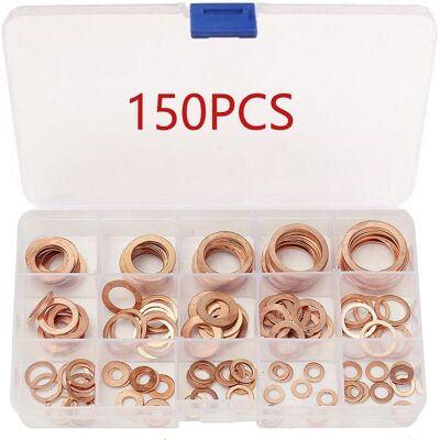 OEM 150pcs Rondelle Cuivre Joint Vidange Assortiment Kit M5, M6, M8, M10, M12, M14,m16,m18,m20,m22, 15 Tailles,rondelle Plate Pour L'Étanchéité Des Vis Bagues D'Étanchéité OEM 150pcs Rondelle Cuivre Joint Vidange Assortiment Kit M5, M6, M8, M10, M12, M14,m16,m18,m20,m22, 15 Tailles,rondelle Plate Pour L'Étanchéité Des Vis Bagues D'Étanchéité