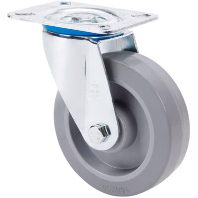 Alex - Rueda Giratora Placa 10zv200-pgr Goma Elastica Gris Eje Rodillos Alex - Rueda Giratora Placa 10zv200-pgr Goma Elastica Gris Eje Rodillos