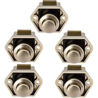 LARGEIGHT Botón Pulsador Para Autocaravana - Cerradura Para Puerta De Muebles, Cajón, Armario, Cierre Para Autocaravana, 5 Unidades (níquel) LARGEIGHT Botón Pulsador Para Autocaravana - Cerradura Para Puerta De Muebles, Cajón, Armario, Cierre Para Autocaravana, 5 Unidades (níquel)