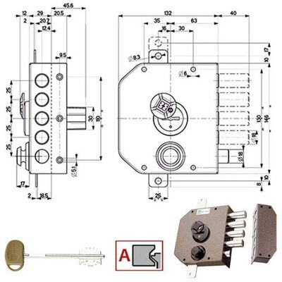Mottura - Triple Cerradura Art. 530 Izquierda E 63 - Mm 132 X 146 Mottura - Triple Cerradura Art. 530 Izquierda E 63 - Mm 132 X 146