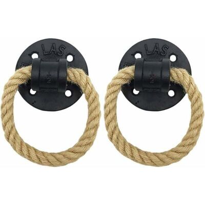 DPZO Tirador De Armario Retro, Tirador De Puerta De Madera Rústica, Tirador De Armario Clásico De Hierro Forjado Vintage, Tirador De Cuerda De Cáñamo (2 Unidades, Negro) DPZO Tirador De Armario Retro, Tirador De Puerta De Madera Rústica, Tirador De Armario Clásico De Hierro Forjado Vintage, Tirador De Cuerda De Cáñamo (2 Unidades, Negro)