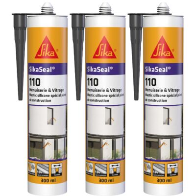 Sika - Juego De 3 Selladores De Silicona Seal 110 Para Ventanas Y Acristalamientos - Antracita - 300ml Sika - Juego De 3 Selladores De Silicona Seal 110 Para Ventanas Y Acristalamientos - Antracita - 300ml