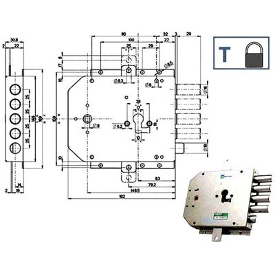 Mottura Modelo 85.555d Cerradura de Cilindro Europeo - Seguridad Tripla - Derecha Mottura Modelo 85.555d Cerradura de Cilindro Europeo - Seguridad Tripla - Derecha