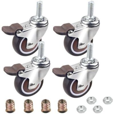 OEM Juego De 4 Ruedas Giratorias Con Freno, 32 Mm De Diámetro, Rosca M6x15 Mm, Para Muebles, Capacidad De Carga De 64 Kg, Caucho Tpe, Para Equipos Pequeños - Crezuo OEM Juego De 4 Ruedas Giratorias Con Freno, 32 Mm De Diámetro, Rosca M6x15 Mm, Para Muebles, Capacidad De Carga De 64 Kg, Caucho Tpe, Para Equipos Pequeños - Crezuo