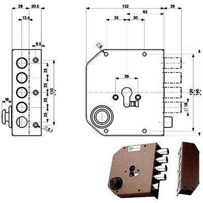 MOTTURA - Cerradura 38610 - Cilindro europeo, puerta de madera MOTTURA - Cerradura 38610 - Cilindro europeo, puerta de madera