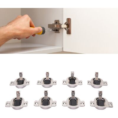 OEM Paquete De 8 Bisagras Compactas Autoblocantes De 33 Mm Y 110°, Con Tornillos De Fijación De Zinc Para Puertas De Armarios Resistentes. OEM Paquete De 8 Bisagras Compactas Autoblocantes De 33 Mm Y 110°, Con Tornillos De Fijación De Zinc Para Puertas De Armarios Resistentes.