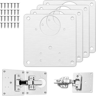 DPZO Placa De Reparación De Bisagras De Gabinete De 4 Piezas Con Orificio, Kit De Placa De Reparación De Bisagras, Placas De Soporte De Reparación De Fácil Instalación Con 24 Tornillos, Para Estantes De Ma DPZO Placa De Reparación De Bisagras De Gabinete De 4 Piezas Con Orificio, Kit De Placa De Reparación De Bisagras, Placas De Soporte De Reparación De Fácil Instalación Con 24 Tornillos, Para Estantes De Ma