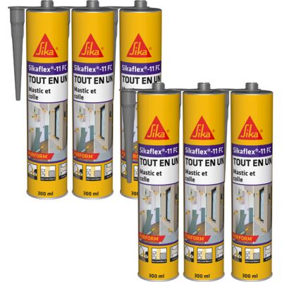 Sika - Juego De 6 Selladores Adhesivos Multiuso Flex 11 Fc Purform - Gris Hormigón - 300 Ml Sika - Juego De 6 Selladores Adhesivos Multiuso Flex 11 Fc Purform - Gris Hormigón - 300 Ml