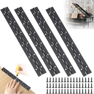 CSPARKV Bisagra De Barra De Piano, Juego De 4 Bisagras De Piano De Acero Inoxidable - Con 48 Tornillos - Para Pianos, Puertas De Armarios, Armarios De Barcos CSPARKV Bisagra De Barra De Piano, Juego De 4 Bisagras De Piano De Acero Inoxidable - Con 48 Tornillos - Para Pianos, Puertas De Armarios, Armarios De Barcos