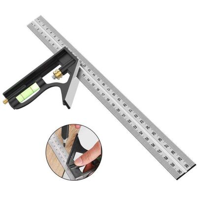 DPZO Transportador Combinado, Escuadra Combinada De Acero Inoxidable De 300 Mm, Escuadra Combinada Con Nivel De Burbuja Y Práctico Tirador De Cuerda, Ideal Para Medir Y Marcar. DPZO Transportador Combinado, Escuadra Combinada De Acero Inoxidable De 300 Mm, Escuadra Combinada Con Nivel De Burbuja Y Práctico Tirador De Cuerda, Ideal Para Medir Y Marcar.