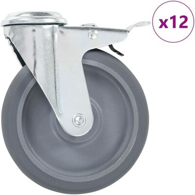 vidaXL Modelo: 125mm Ruedas Giratorias con Doble Freno - Ruedas vidaXL Modelo: 125mm Ruedas Giratorias con Doble Freno - Ruedas
