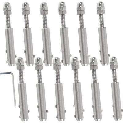 JUSCH Terminal De Cable De Acero De 4 Mm, Terminal De Tornillo Para Cable De Acero, 12 Piezas Y Llave En L, Tensor De Cable De Acero Inoxidable Para Fijación De Cuerdas Tensoras. JUSCH Terminal De Cable De Acero De 4 Mm, Terminal De Tornillo Para Cable De Acero, 12 Piezas Y Llave En L, Tensor De Cable De Acero Inoxidable Para Fijación De Cuerdas Tensoras.