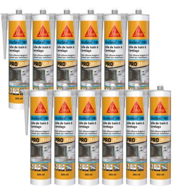 Paquete de 12 Selladores Sika Seal-180 - Transparente 300ml - Sellador de baño y azulejos Paquete de 12 Selladores Sika Seal-180 - Transparente 300ml - Sellador de baño y azulejos