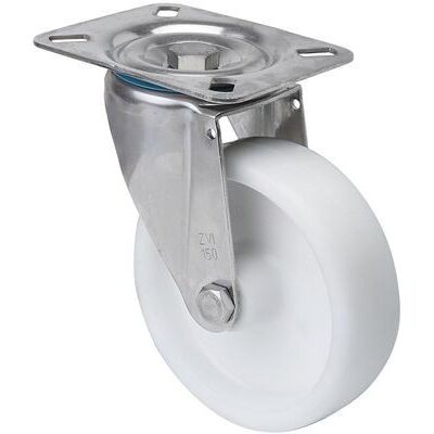 Alex - Rueda Giratora Placa Inox.10zvi100-ut Poliamix Blanco Eje Liso Alex - Rueda Giratora Placa Inox.10zvi100-ut Poliamix Blanco Eje Liso