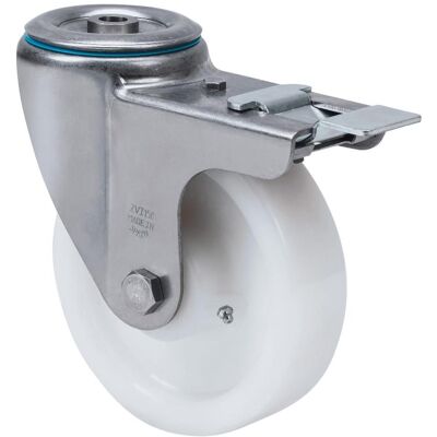 Ruedas Alex - Rueda Giratora Agujero M12 Freno Inox.20zvifd125-fte Nylon Blanco Extraf.liso Ruedas Alex - Rueda Giratora Agujero M12 Freno Inox.20zvifd125-fte Nylon Blanco Extraf.liso